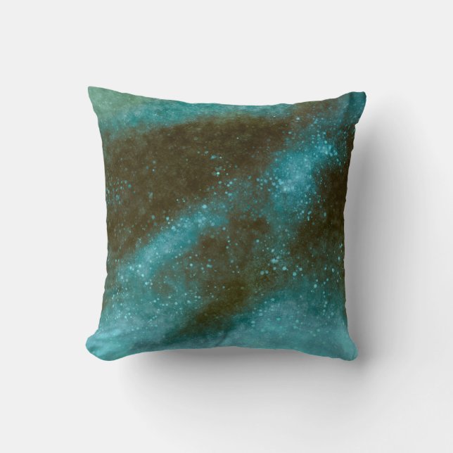 Green Galaxy Abstract Sparkles Decor Throw Pillow (Front)