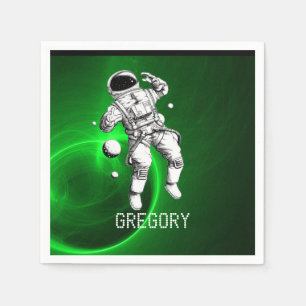 Green Galaxy Astronaut Personalised Napkin