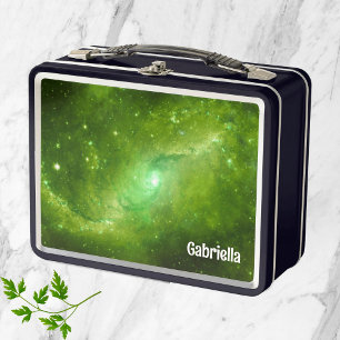 Green Galaxy In Space Metal Lunch Box