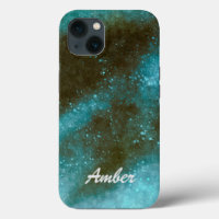 Green Galaxy Sparkle Abstract Personalised
