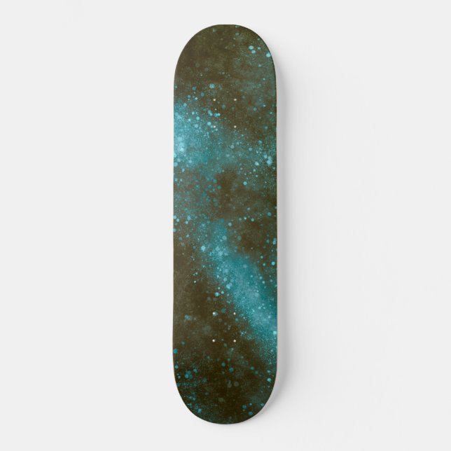 Green Galaxy Sparkles Abstract Skateboard (Front)