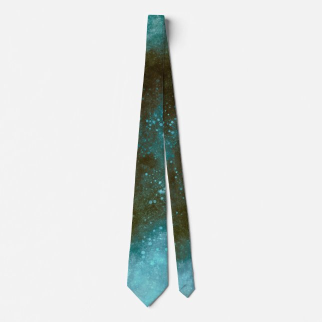 Green Galaxy Sparkles Abstract Tie (Front)