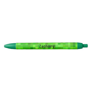 Green Gamer Pixels   Personalised Black Ink Pen