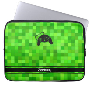 Green Gamer Pixels   Personalised Laptop Sleeve