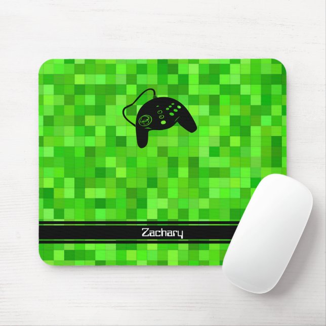 Green Gamer Pixels | Personalised Mouse Pad (With Mouse)