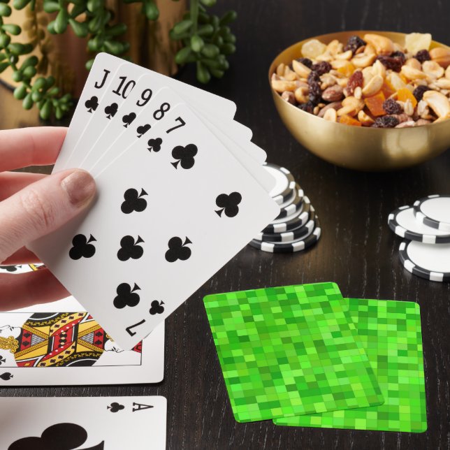 Green Gamer Pixels Playing Cards (In Situ)