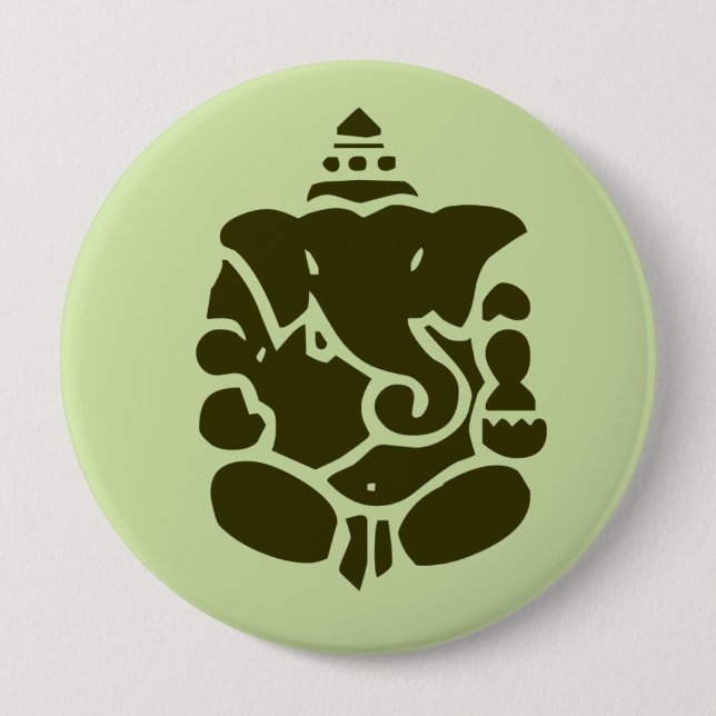 Green Ganesh Button (Front)