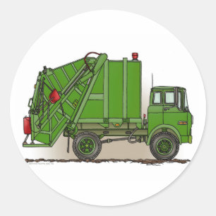 Green Garbage Truck Classic Round Sticker