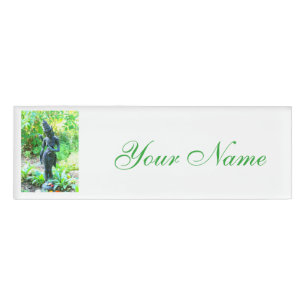 green garden buddha name tag