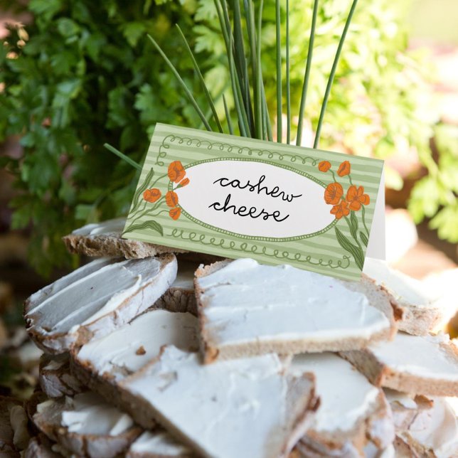 Green Garden Charming Whimsical Hand Drawn Orange Place Card (Creator Uploaded)