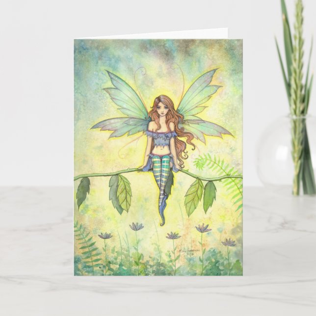 Green Garden Fairy Fantasy Art Card (Front)