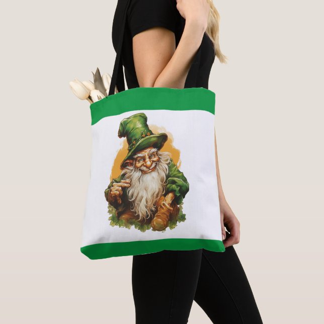 Green Garden Gnome 7 Tote Bag (Close Up)