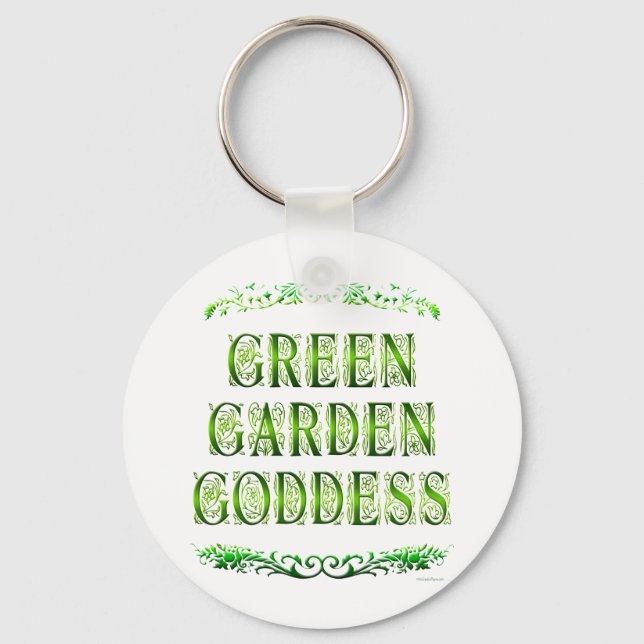 Green Garden Goddess Saying Key Ring (Front)