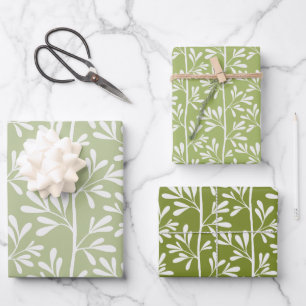 Green Garden Stems Bright Modern Botanical Wrapping Paper Sheet