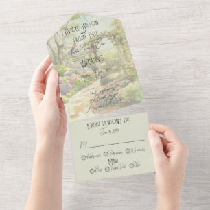 Green Garden Wedding  All In One Invitation