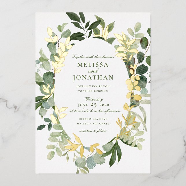Green Garden Wedding Invitation  (Front)