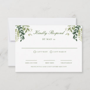 Green Garden Wedding RSVP Response Card