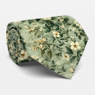 Green Garden Wildflower Blooms Personalise Wedding Tie