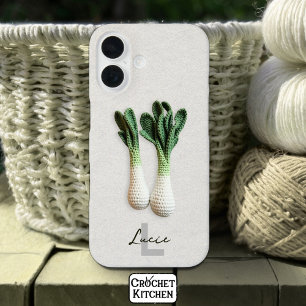 Green Gardener Minimalist Crochet Leeks Name  iPhone 16 Case