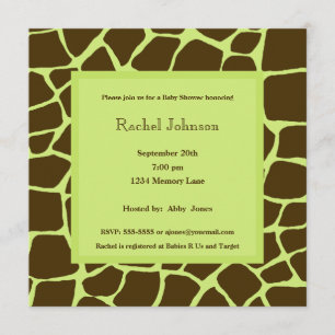 Green Gariffe Baby Shower Invitation