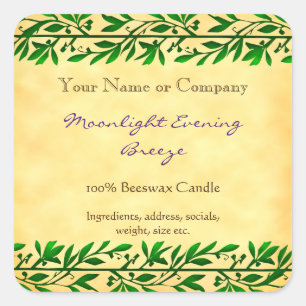 Green Garland Editable Rustic Soap Editable Square Sticker