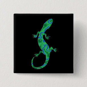 Green Gecko 15 Cm Square Badge