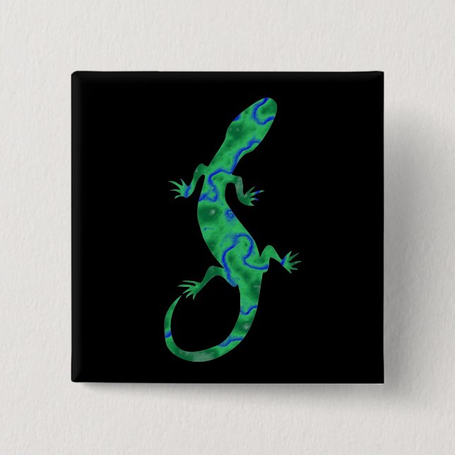 Green Gecko 15 Cm Square Badge (Front)