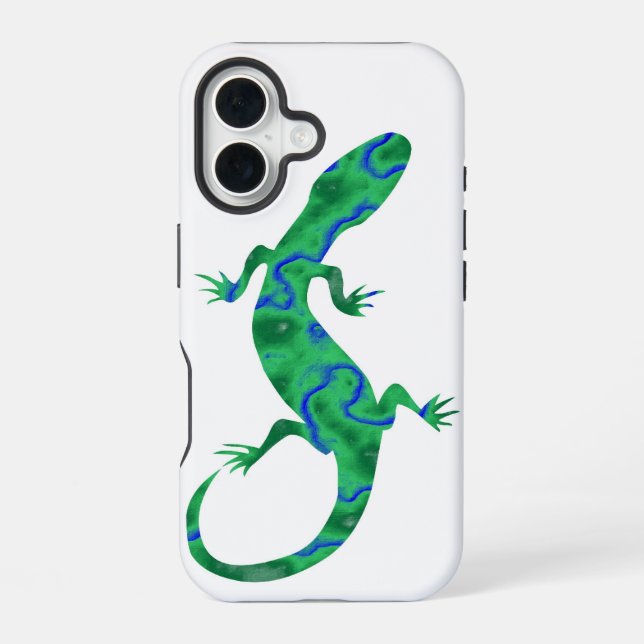 Green Gecko iPhone 16 Case (Back)