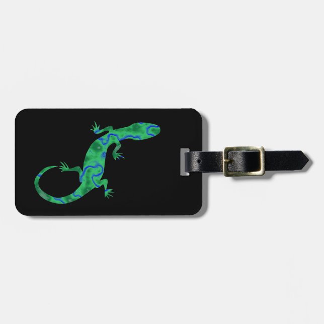 Green Gecko Luggage Tag (Front Horizontal)