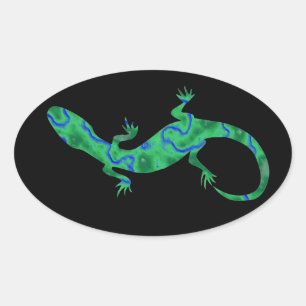 Green Gecko Oval Sticker