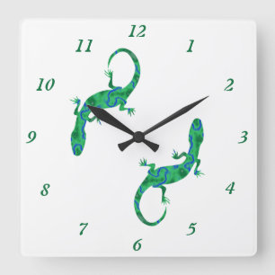 Green Gecko Square Wall Clock