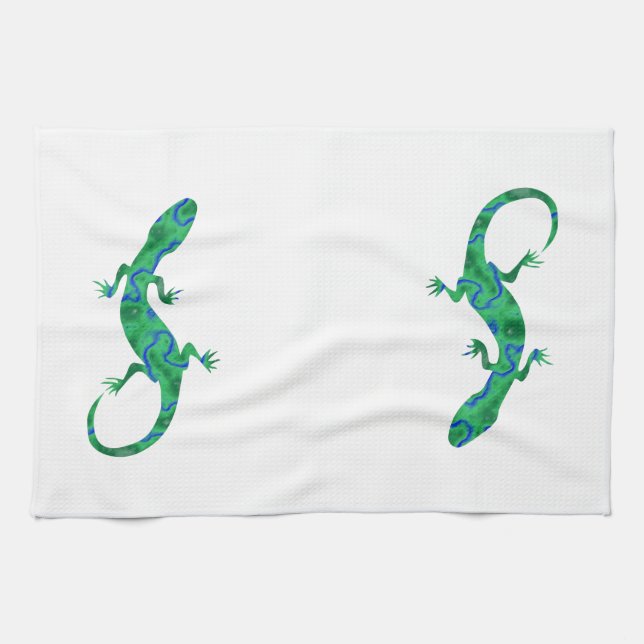 Green Gecko Tea Towel (Horizontal)