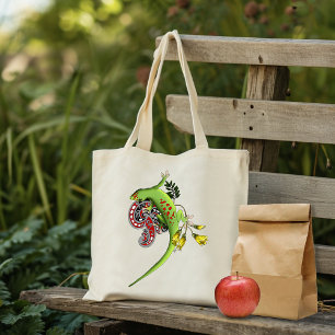 Green Gecko Tribal Lavender Red Tote Bag