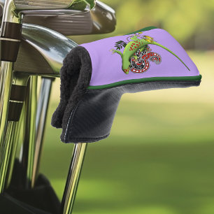 Green Gecko Tribal Purple Golf Head Cover