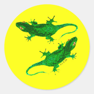 Green geckos classic round sticker