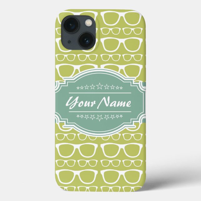 Green Geek Glasses Personalised Case-Mate iPhone Case (Back)