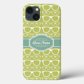 Green Geek Glasses Personalised iPhone 13 Case