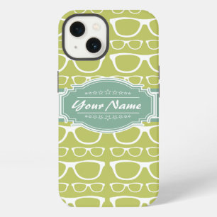 Green Geek Glasses Personalised iPhone Case