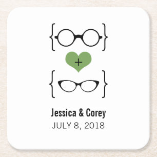 Green Geeky Glasses Paper Coasters