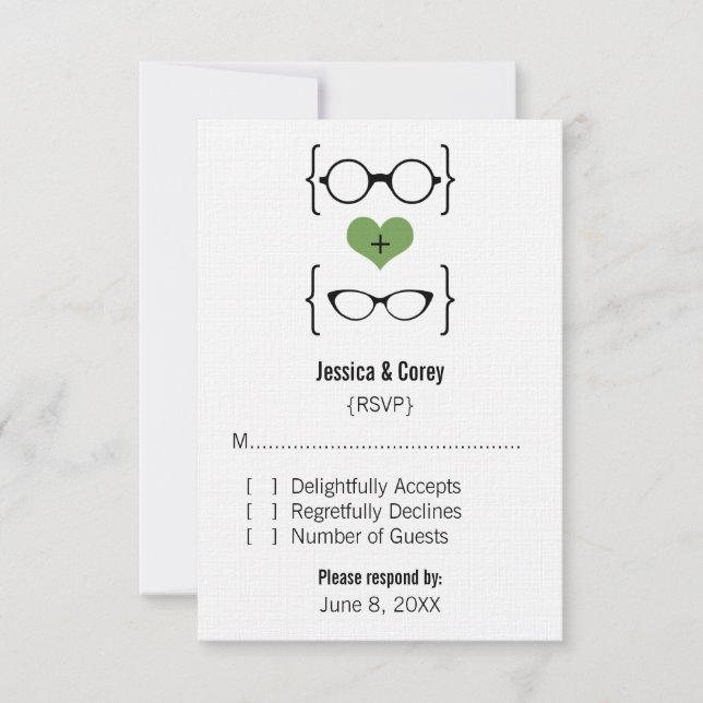 Green Geeky Glasses Response Card (Front)