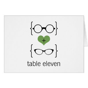 Green Geeky Glasses Table Number Card
