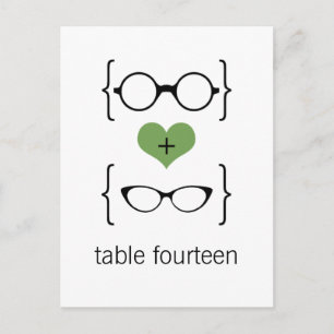 Green Geeky Glasses Table Number Postcard