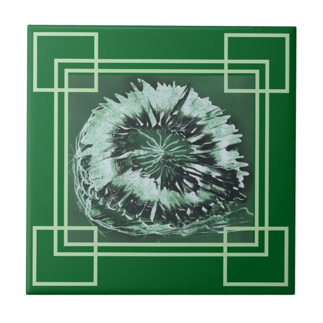 Green Gem Geometrics Ceramic Tile (Front)