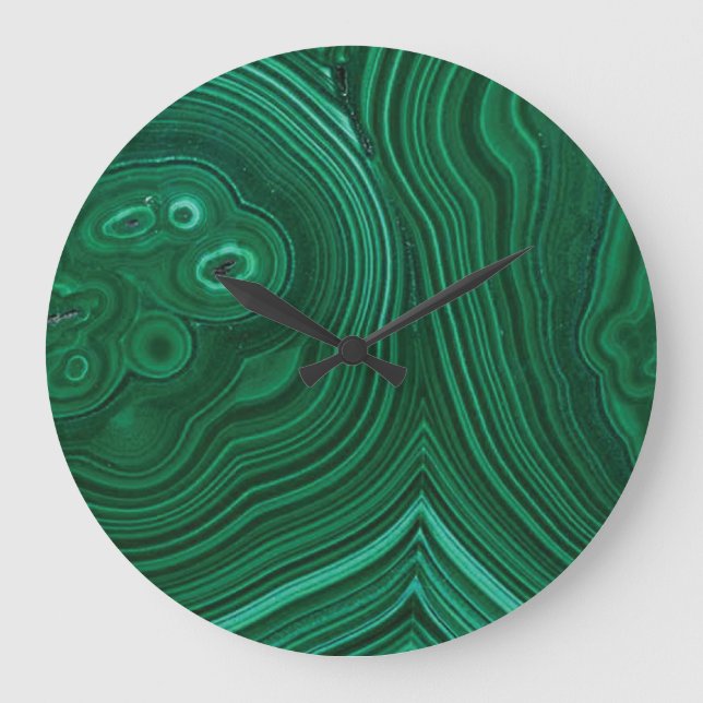 Green gemstone malachite natural stone design large clock (Front)