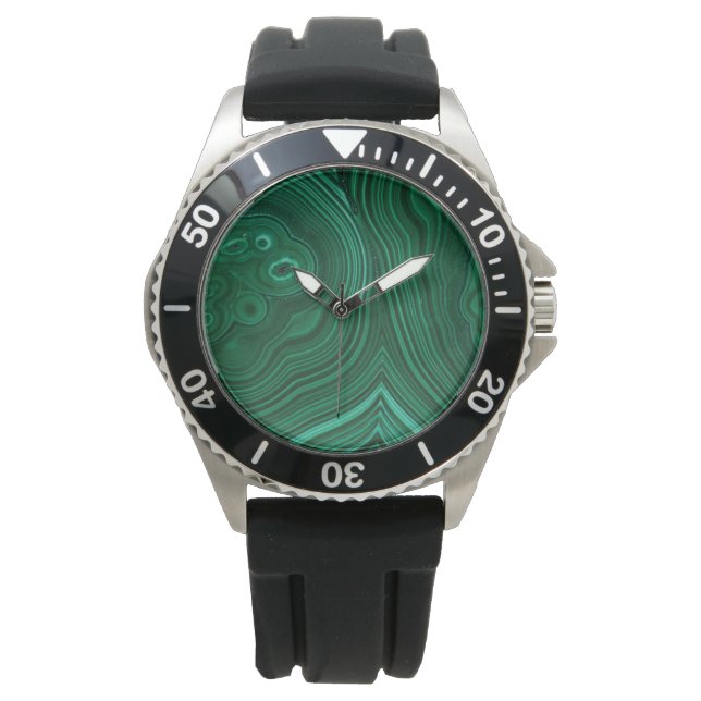 Green gemstone malachite natural stone design watch (Front)
