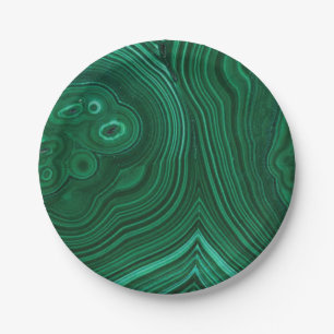 Green gemstone malachite paper plate