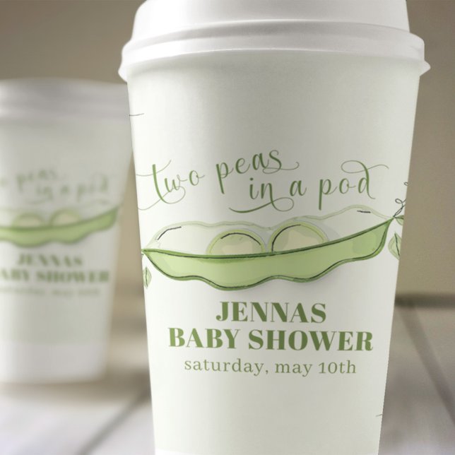 Green Gender Neutral Two Peas in a Pod  Paper Cups (Two peas in a pod custom paper cup)