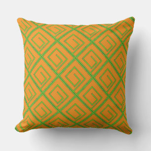 Green Geo Orange Cushion