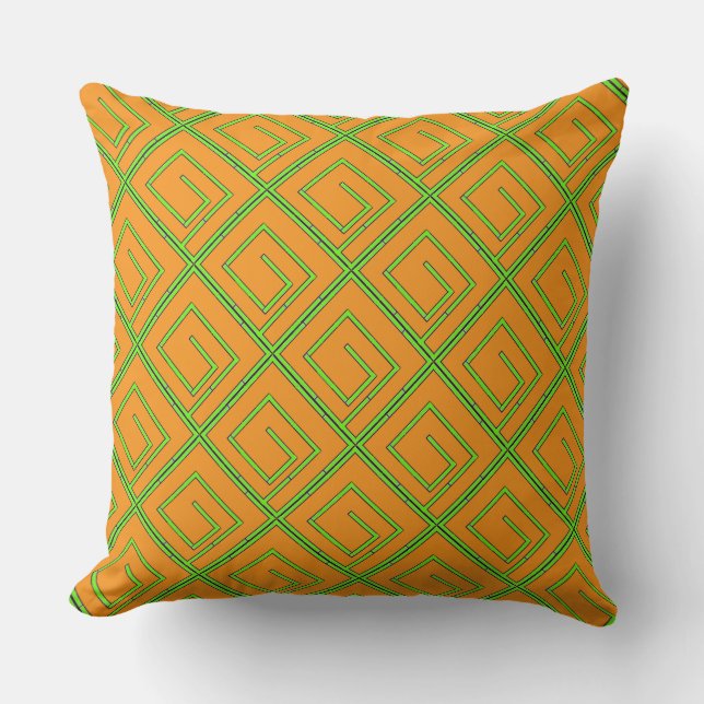 Green Geo Orange      Cushion (Front)