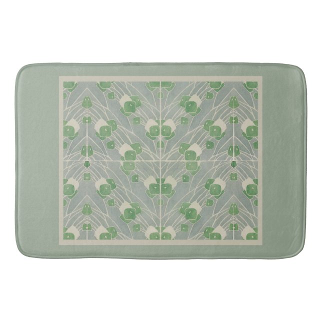 Green Geometric 1915 Hannah Borger Overbeck Bath Mat (Front)
